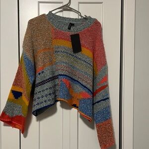 moon & madison Multicolor Patchwork Sweater (M)